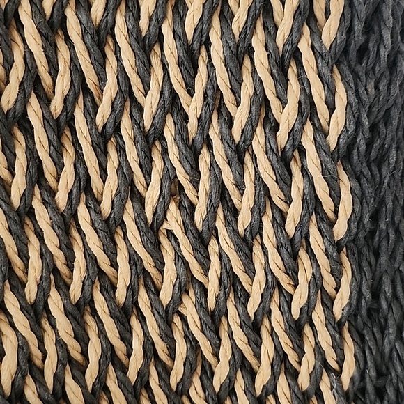 Brighton Sydney Sraw Bag w/ Leather Trim & Braided Handle Dark Blue & Beige - Picture 3 of 11